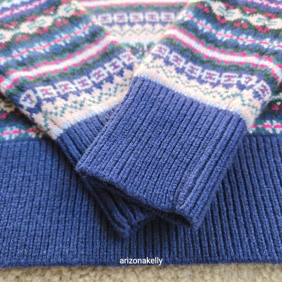 Brooks Brothers Fair Isle Sweater Lambswool Blend XS Blue Purple - Picture 5 of 16
